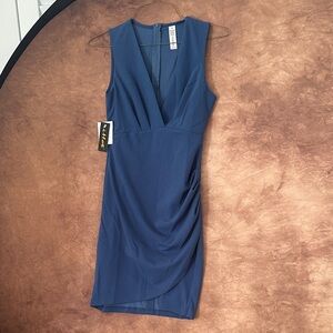 Elegant Blue Sleeveless Mini Dress